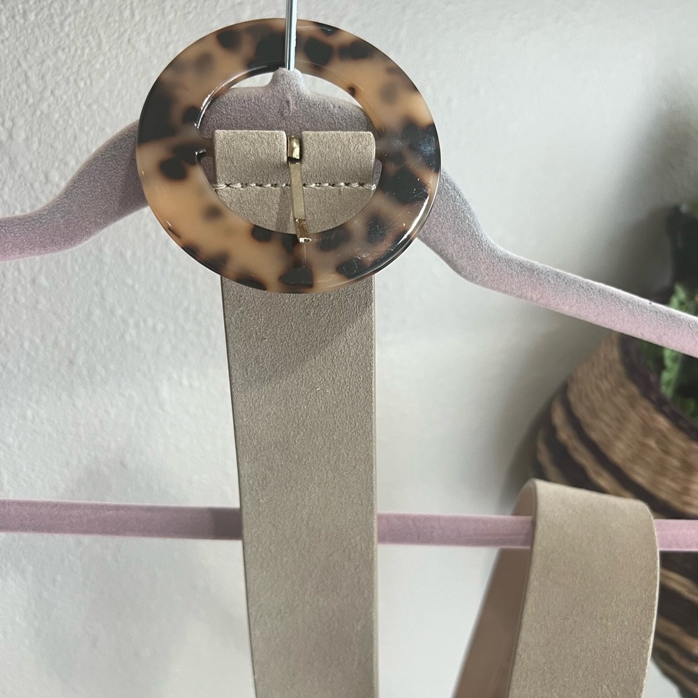 Ann Taylor Genuine Leather Belt with Leopard Print Buckle